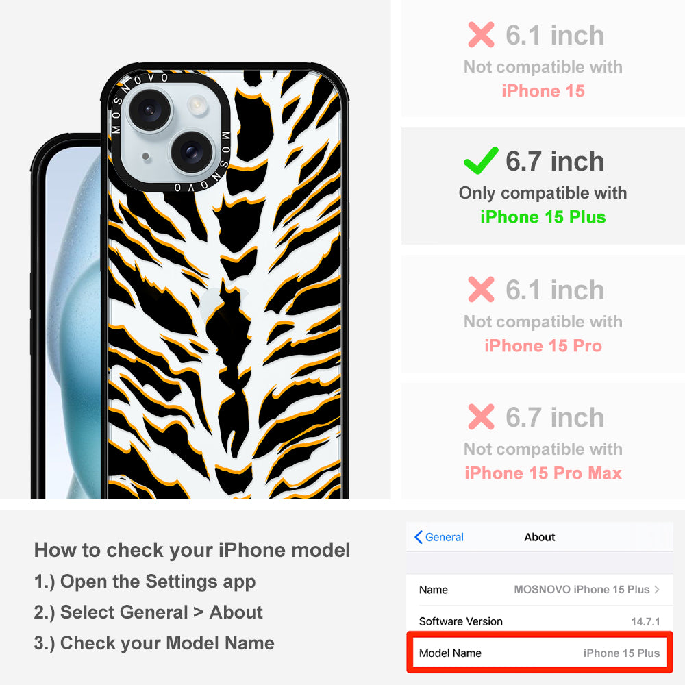 Tiger Print Phone Case - iPhone 15 Plus Case - MOSNOVO