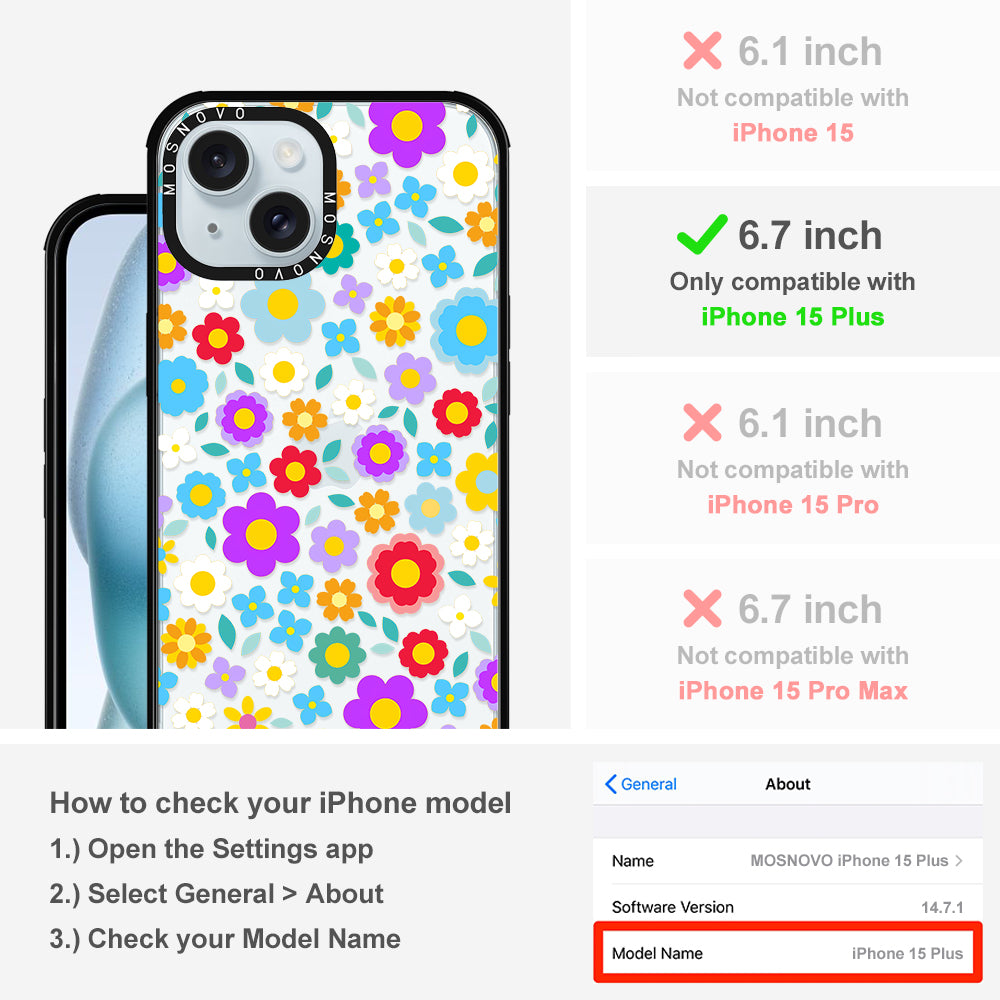 Retro Flower Phone Case - iPhone 15 Plus Case - MOSNOVO