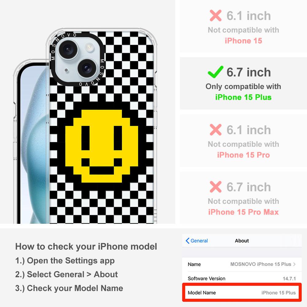 Smile Checkered Phone Case - iPhone 15 Plus Case - MOSNOVO