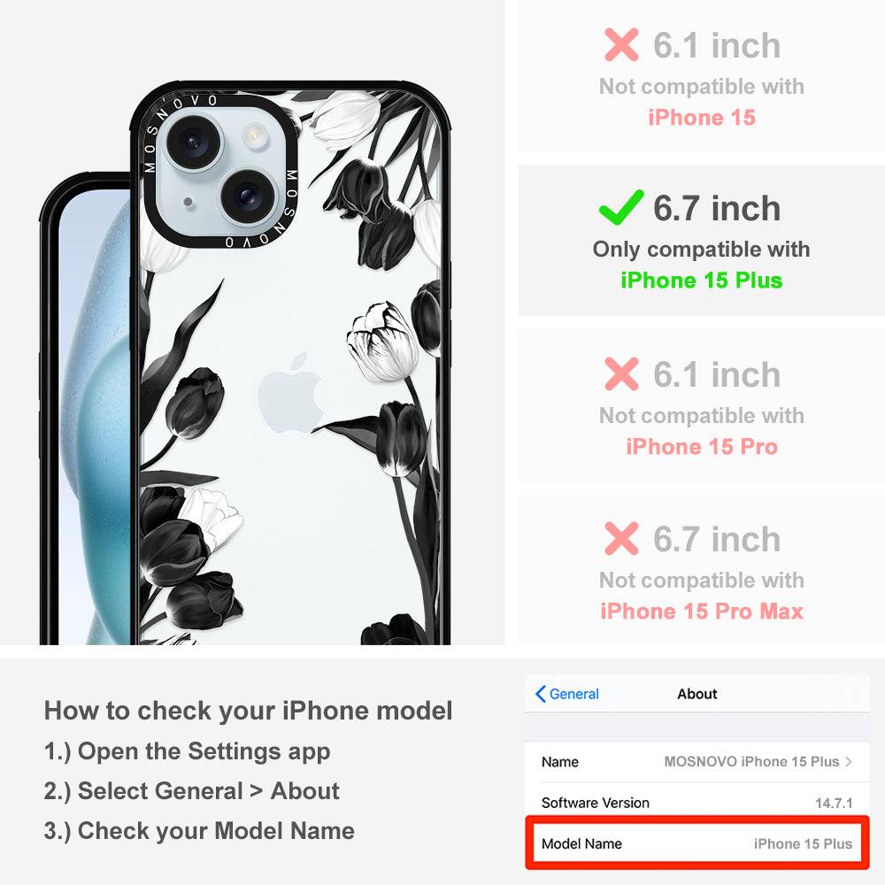 Black Tulips Phone Case - iPhone 15 Plus Case - MOSNOVO