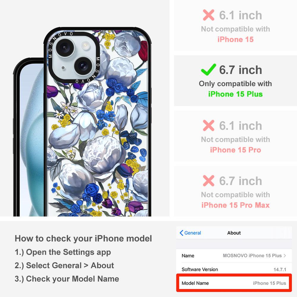 Purple Blue Floral Phone Case - iPhone 15 Plus Case - MOSNOVO