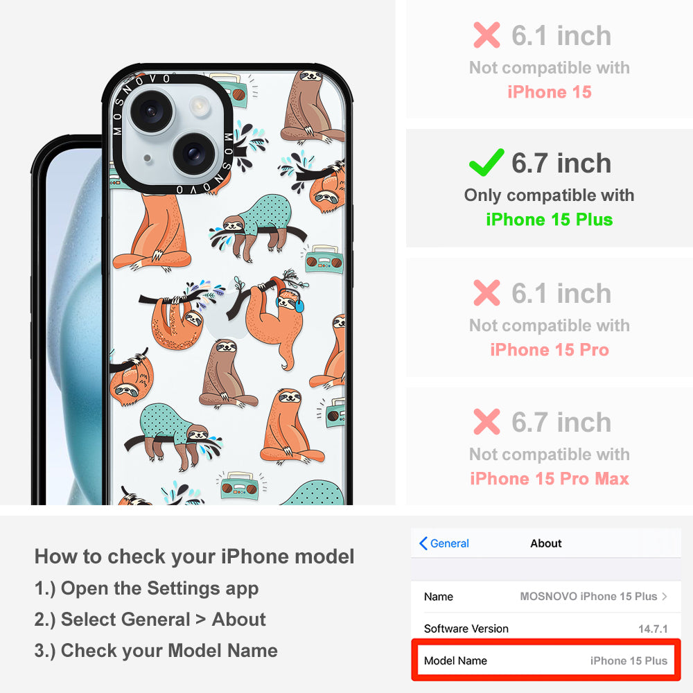 Musical Sloth Phone Case - iPhone 15 Plus Case - MOSNOVO