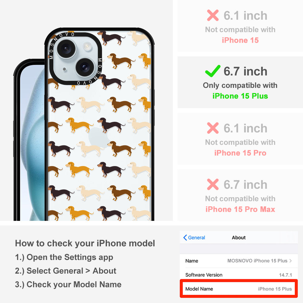 Cute Dachshund Phone Case - iPhone 15 Plus Case - MOSNOVO