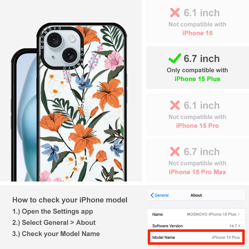 Lily Garden Phone Case - iPhone 15 Plus Case - MOSNOVO