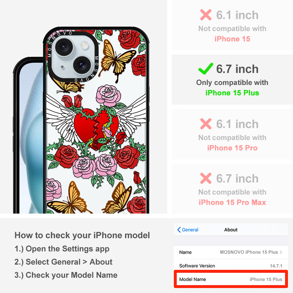 Wing Heart Phone Case - iPhone 15 Plus Case - MOSNOVO