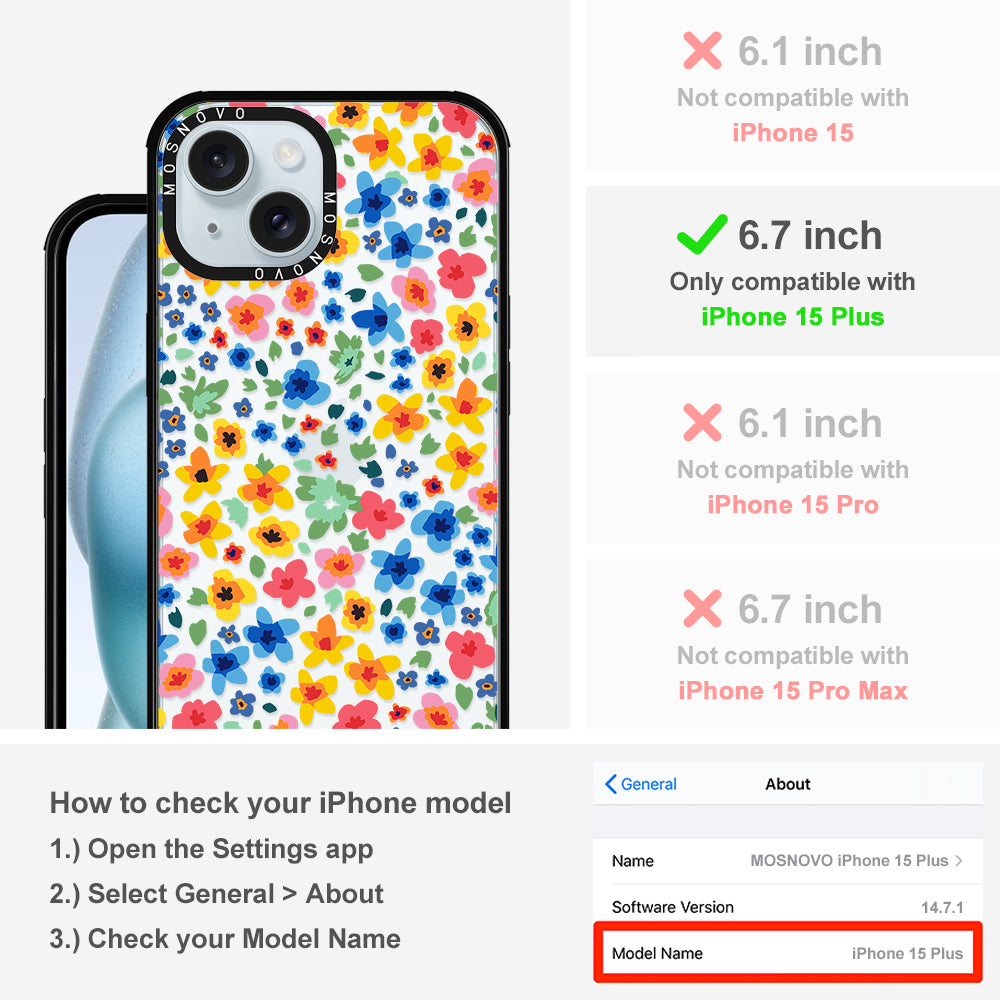 Lovely Floral Flower Phone Case - iPhone 15 Plus Case - MOSNOVO