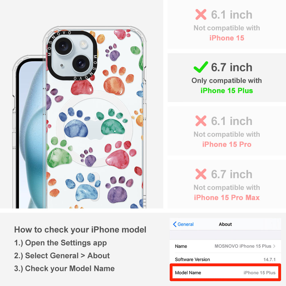 Colorful Paw Phone Case - iPhone 15 Plus Case - MOSNOVO