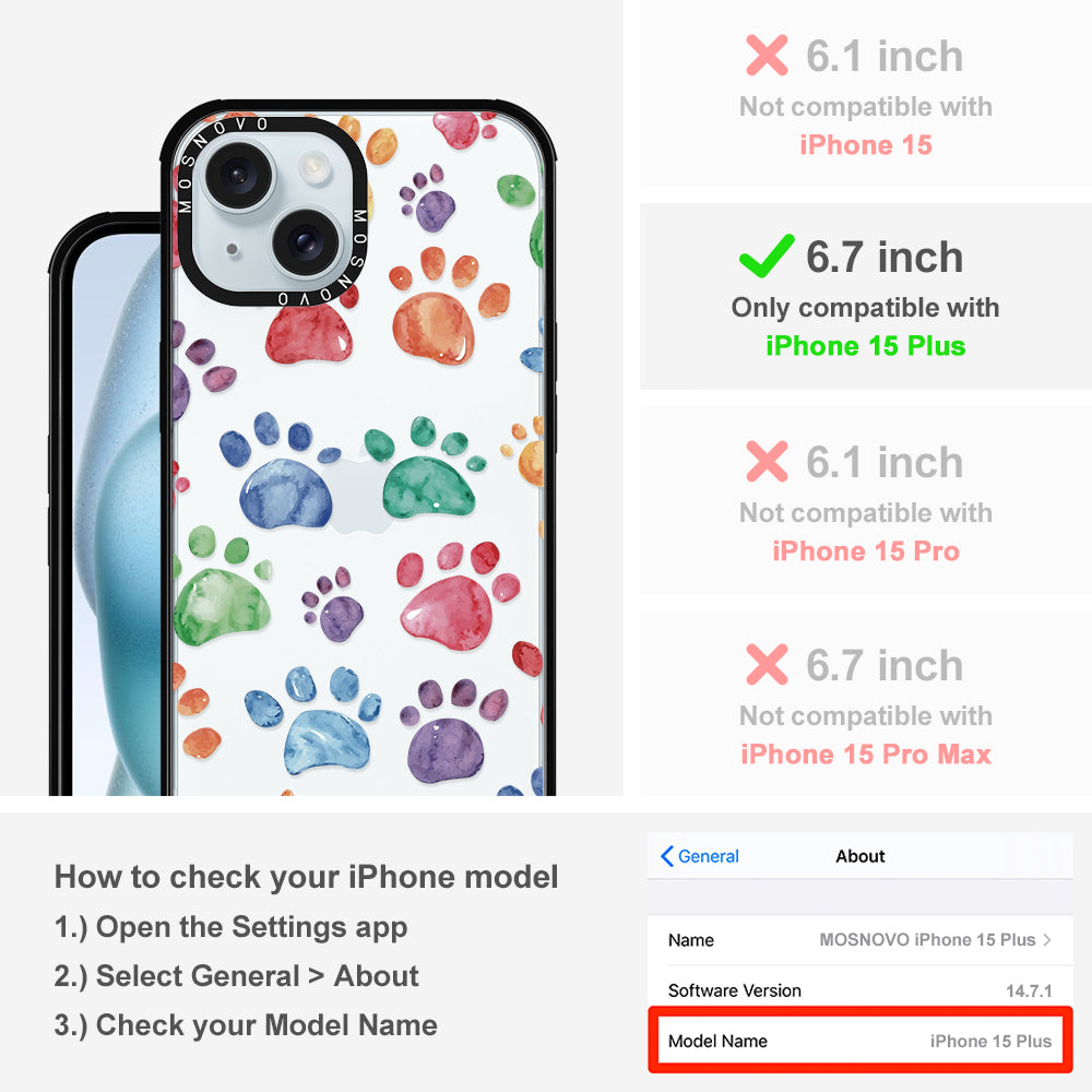 Colorful Paw Phone Case - iPhone 15 Plus Case - MOSNOVO