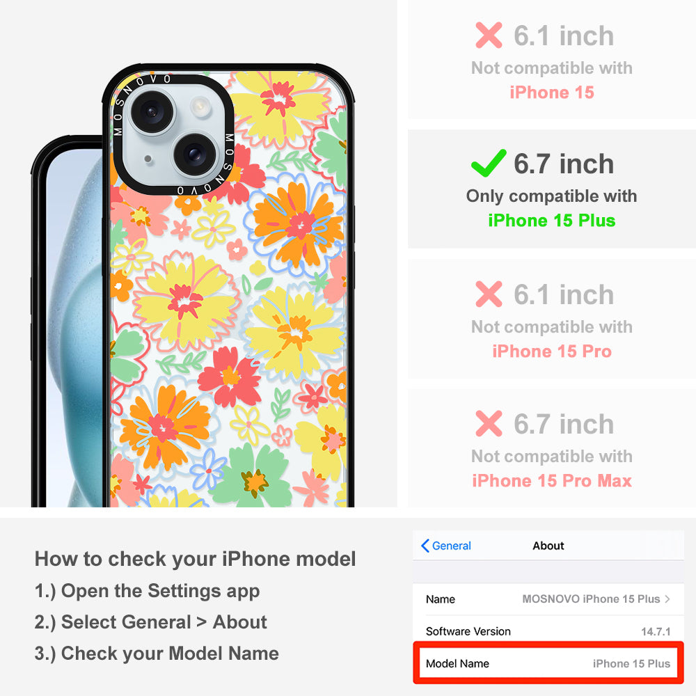 Retro Boho Hippie Flowers Phone Case - iPhone 15 Plus Case - MOSNOVO