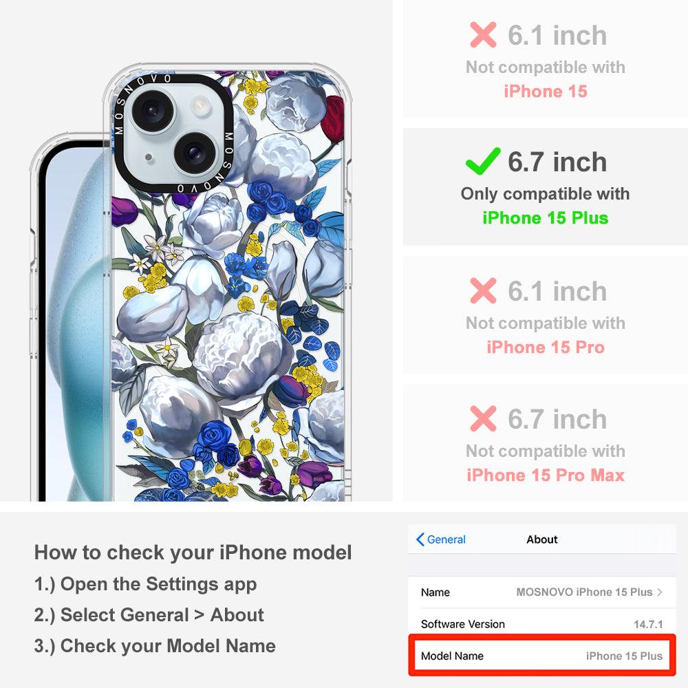 Purple Blue Floral Phone Case - iPhone 15 Plus Case - MOSNOVO