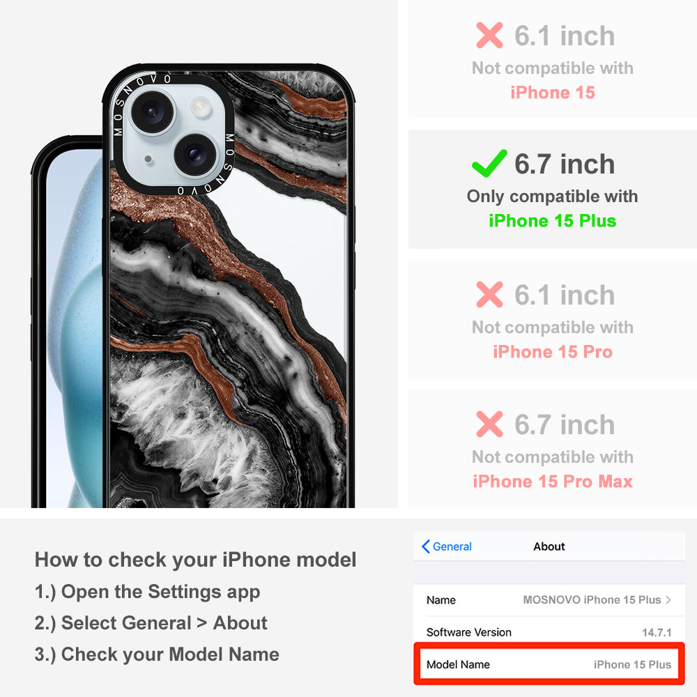 Black Agate Phone Case - iPhone 15 Plus Case - MOSNOVO