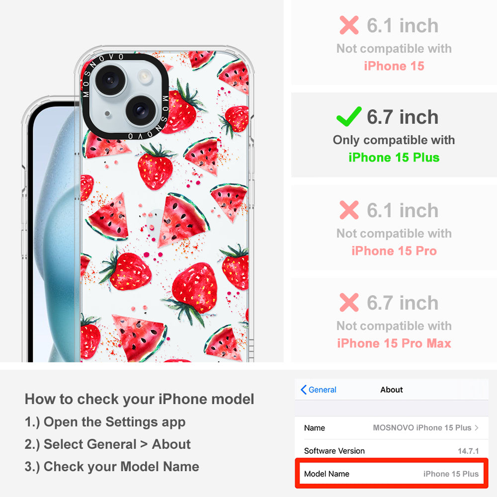 Watermelon and Strawberry Phone Case - iPhone 15 Plus Case - MOSNOVO