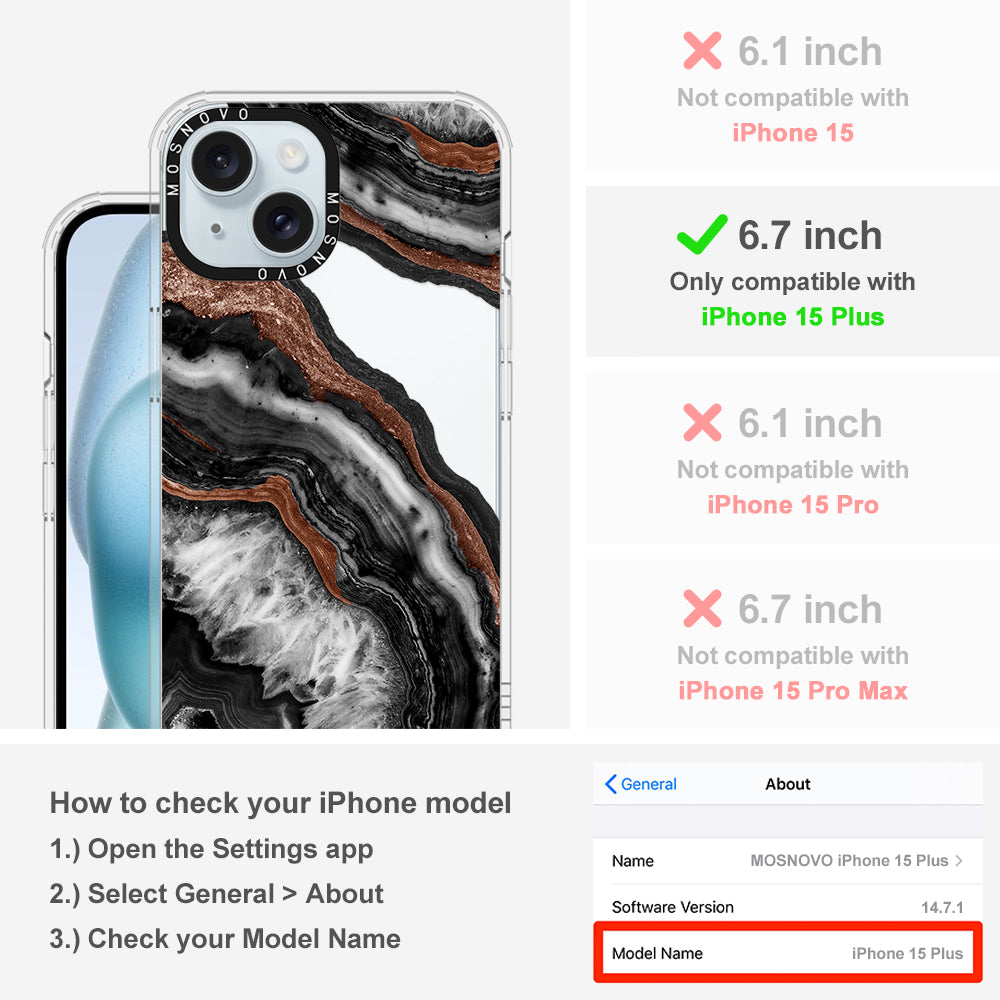 Black Agate Phone Case - iPhone 15 Plus Case - MOSNOVO
