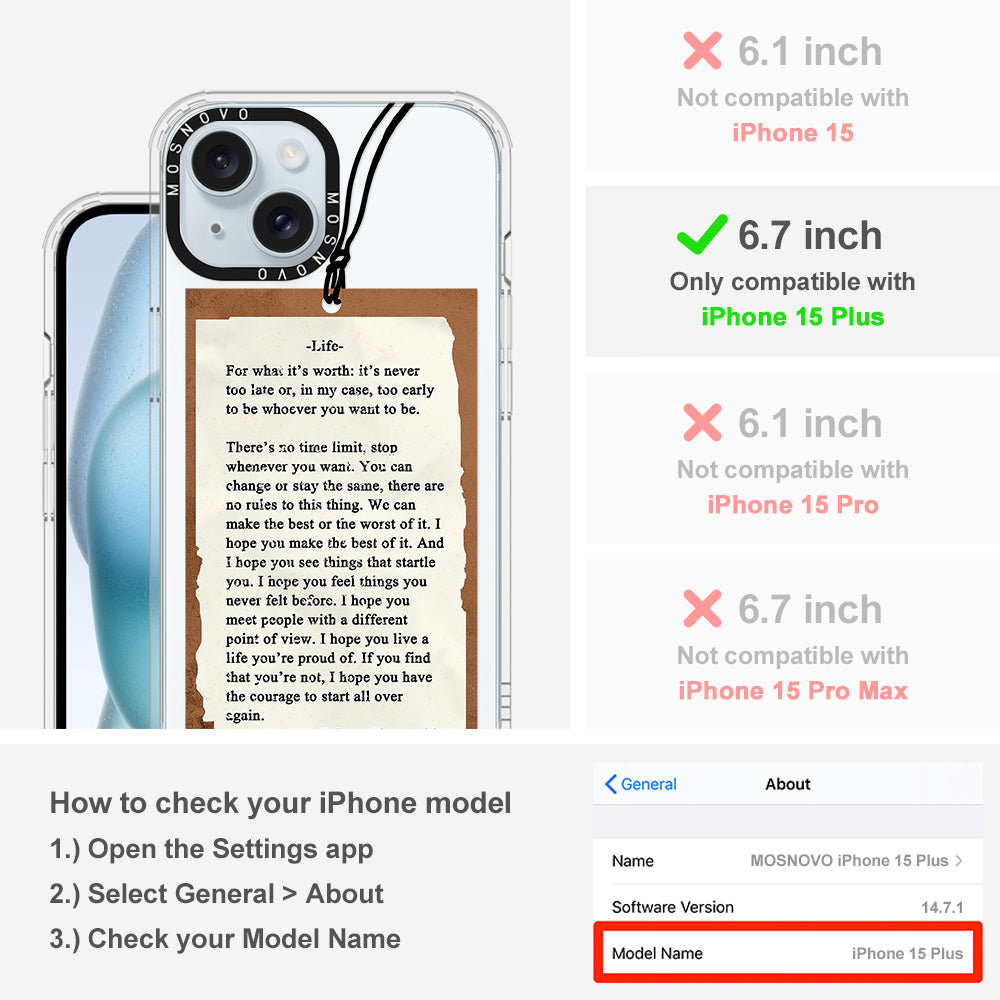 Life Quote Phone Case - iPhone 15 Plus Case - MOSNOVO