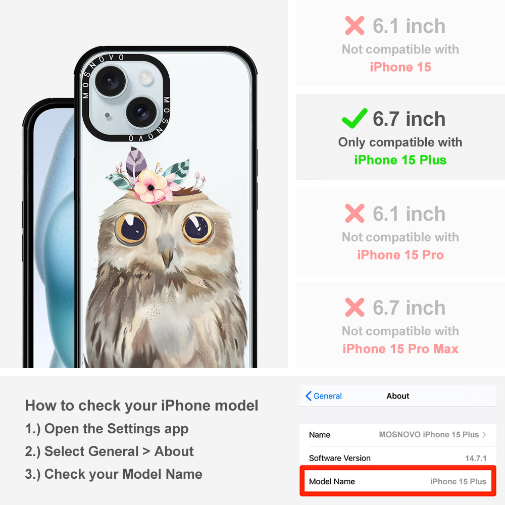 Cute Owl Phone Case - iPhone 15 Plus Case - MOSNOVO