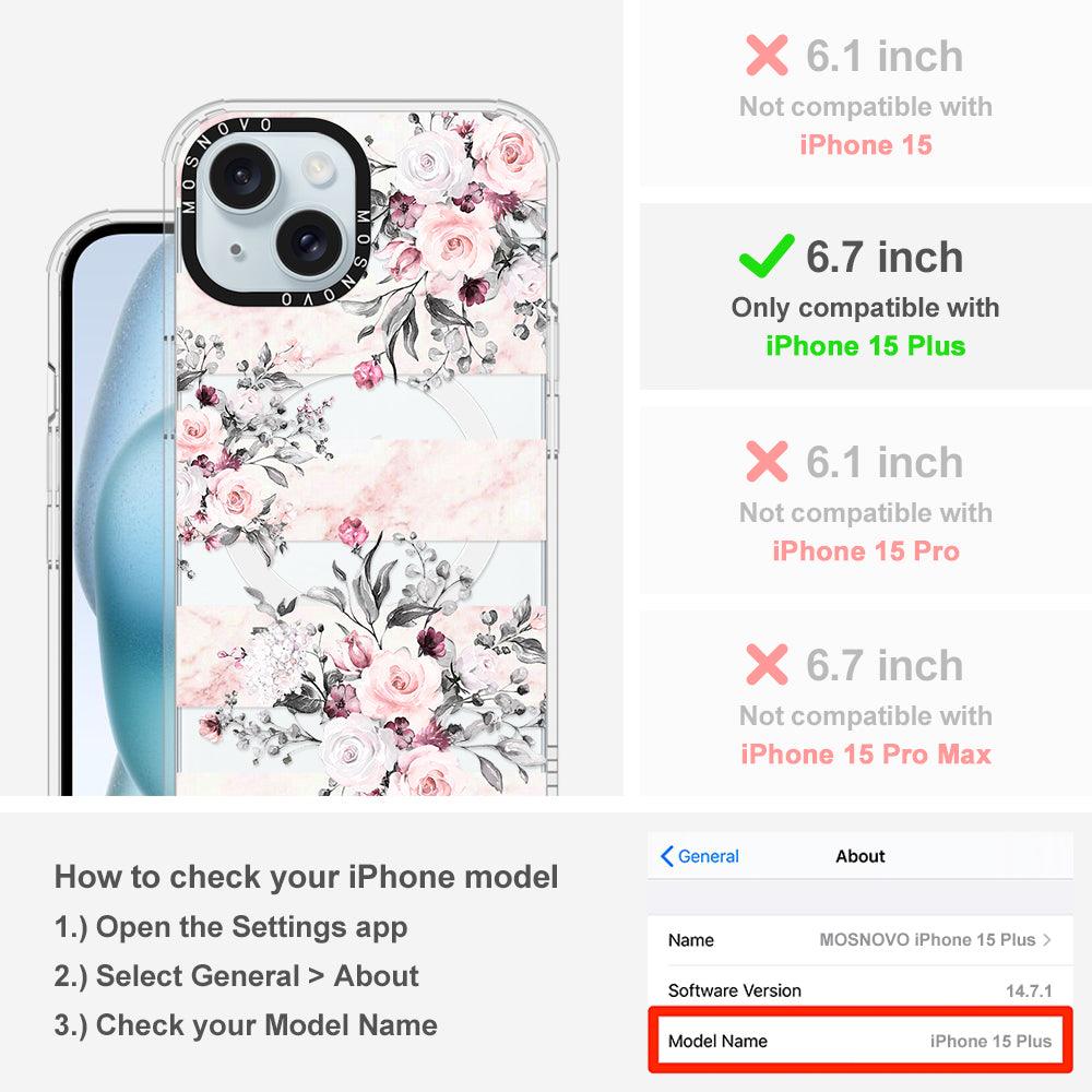 Pink Marble Flowers Phone Case - iPhone 15 Plus Case - MOSNOVO