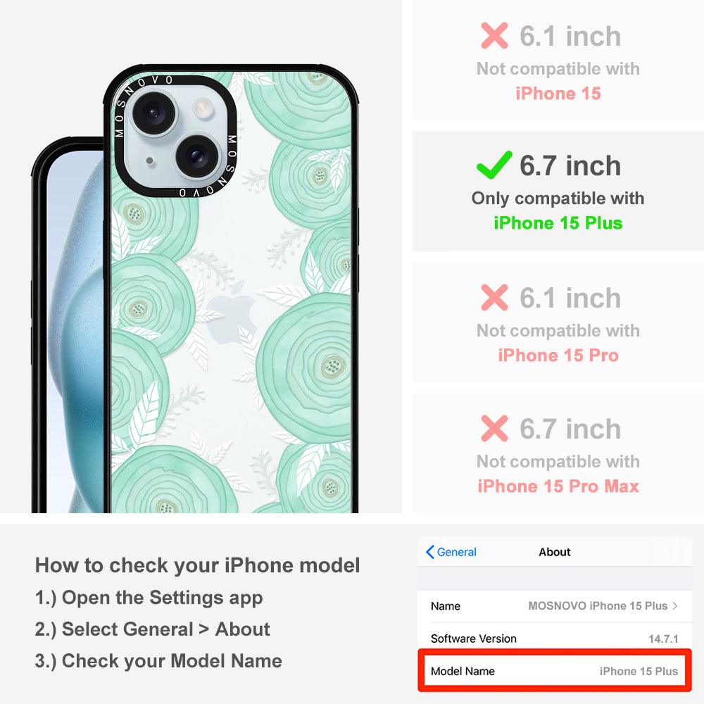 Mint Flower Phone Case - iPhone 15 Plus Case - MOSNOVO