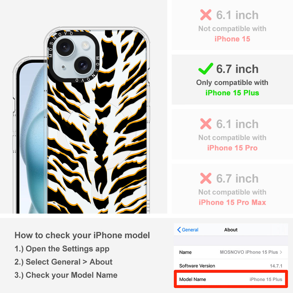 Tiger Print Phone Case - iPhone 15 Plus Case - MOSNOVO