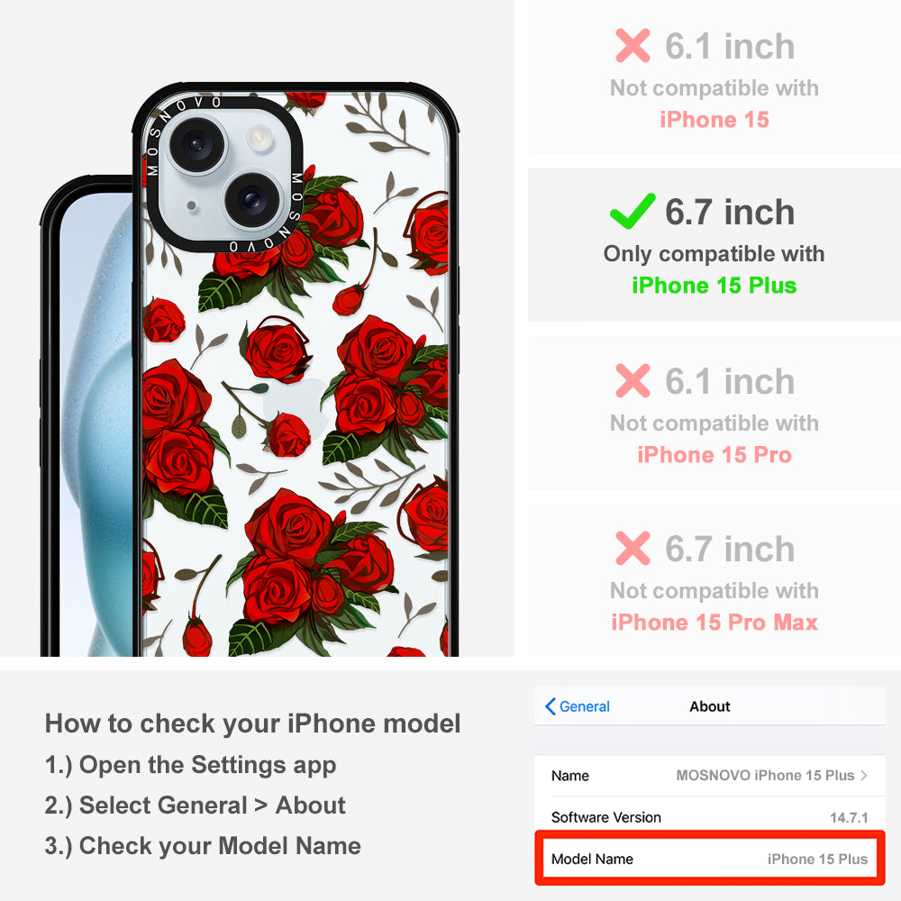 Simply Red Roses Phone Case - iPhone 15 Plus Case - MOSNOVO