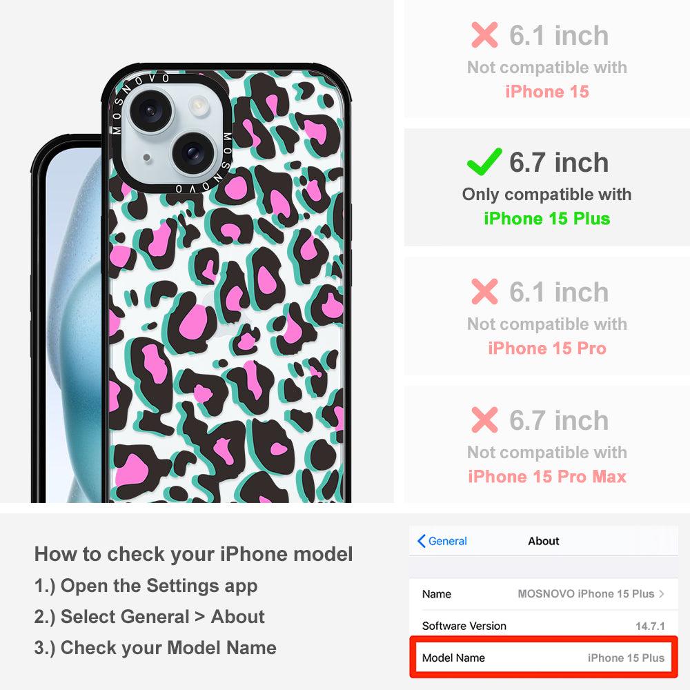 Hot Pink Leopard Print Phone Case - iPhone 15 Plus Case - MOSNOVO