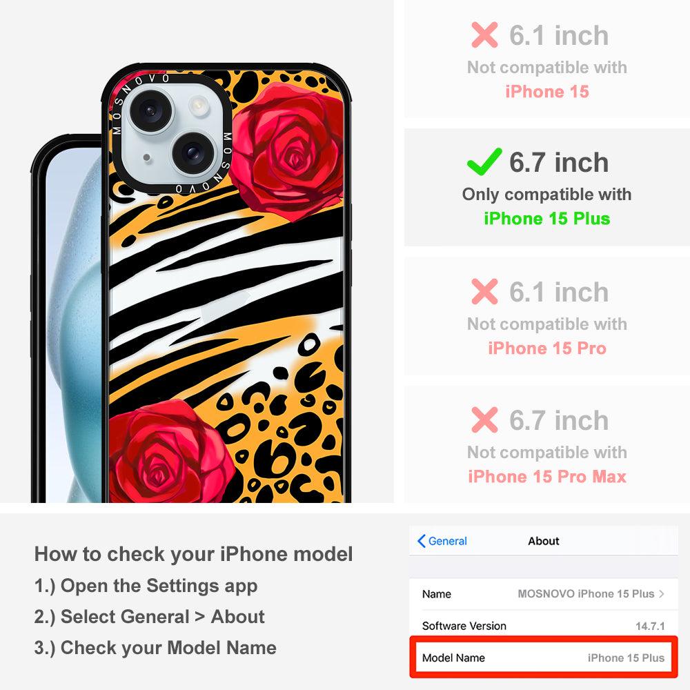 Wild Floral Leopard Phone Case - iPhone 15 Plus Case - MOSNOVO