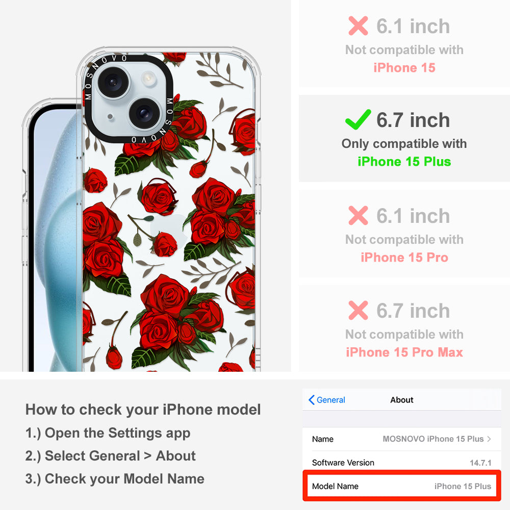 Simply Red Roses Phone Case - iPhone 15 Plus Case - MOSNOVO