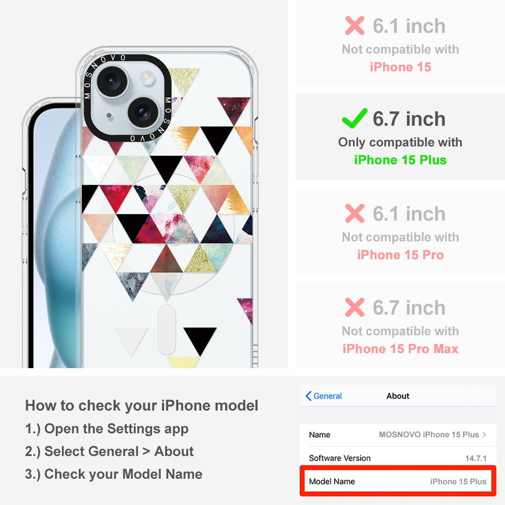 Triangles Stone Marble Phone Case - iPhone 15 Plus Case - MOSNOVO