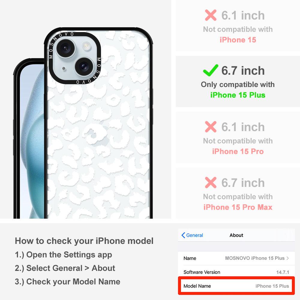 White Leopard Phone Case - iPhone 15 Plus Case - MOSNOVO