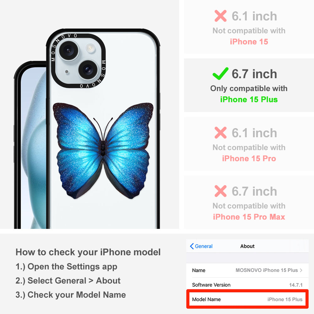 Shimmering Butterfly Phone Case - iPhone 15 Plus Case - MOSNOVO