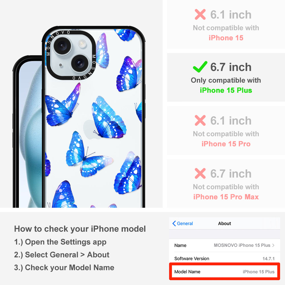 Stunning Blue Butterflies Phone Case - iPhone 15 Plus Case - MOSNOVO