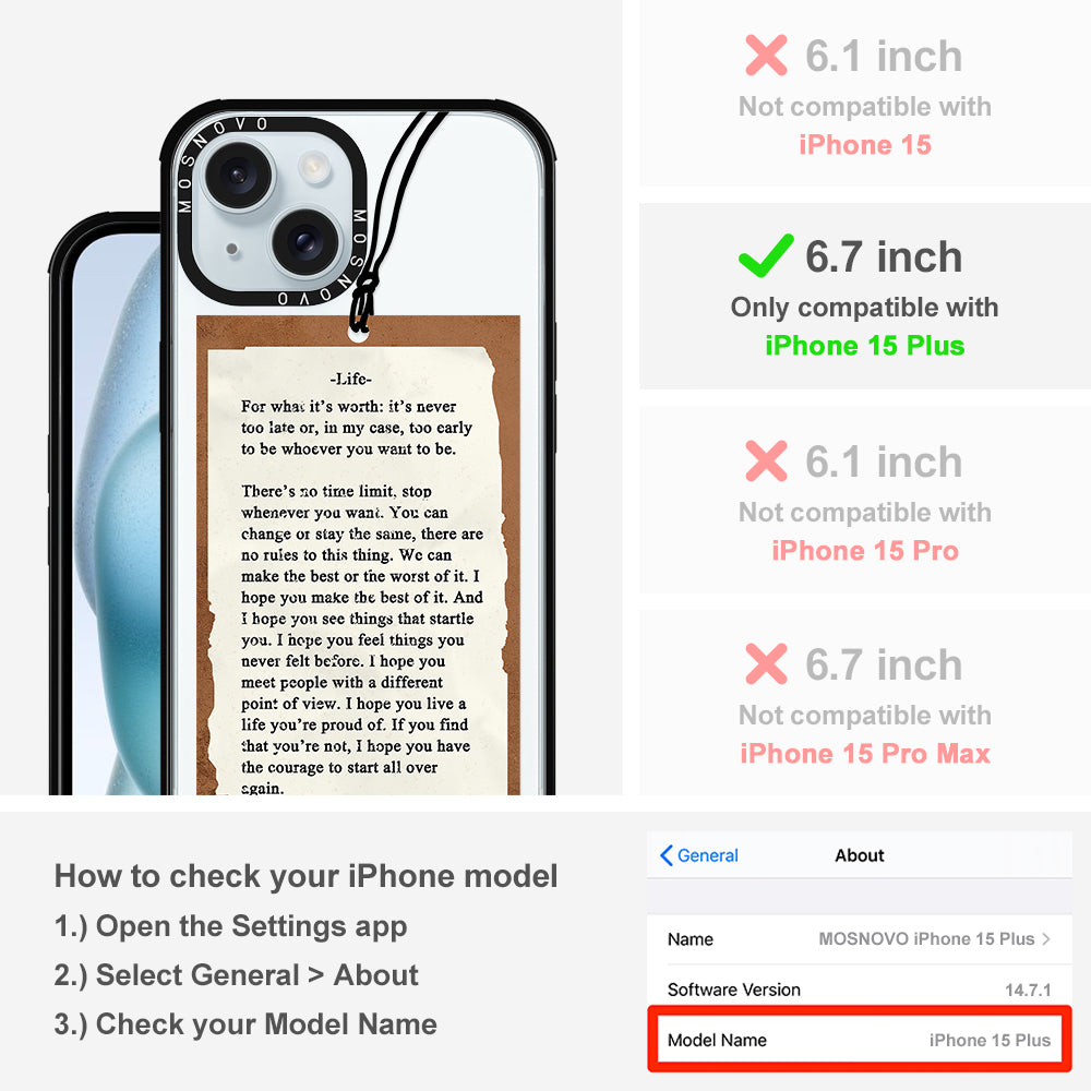 Life Quote Phone Case - iPhone 15 Plus Case - MOSNOVO