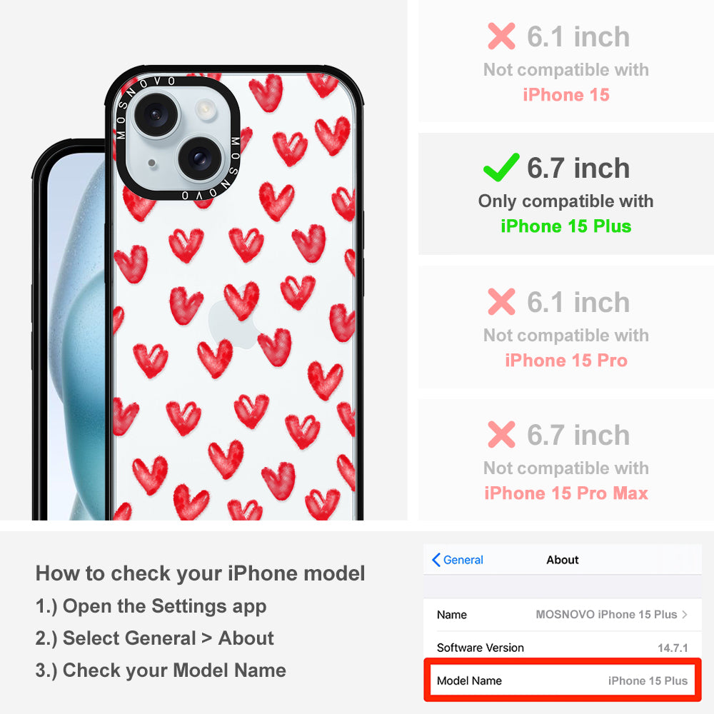 Cute Little Hearts Phone Case - iPhone 15 Plus Case - MOSNOVO