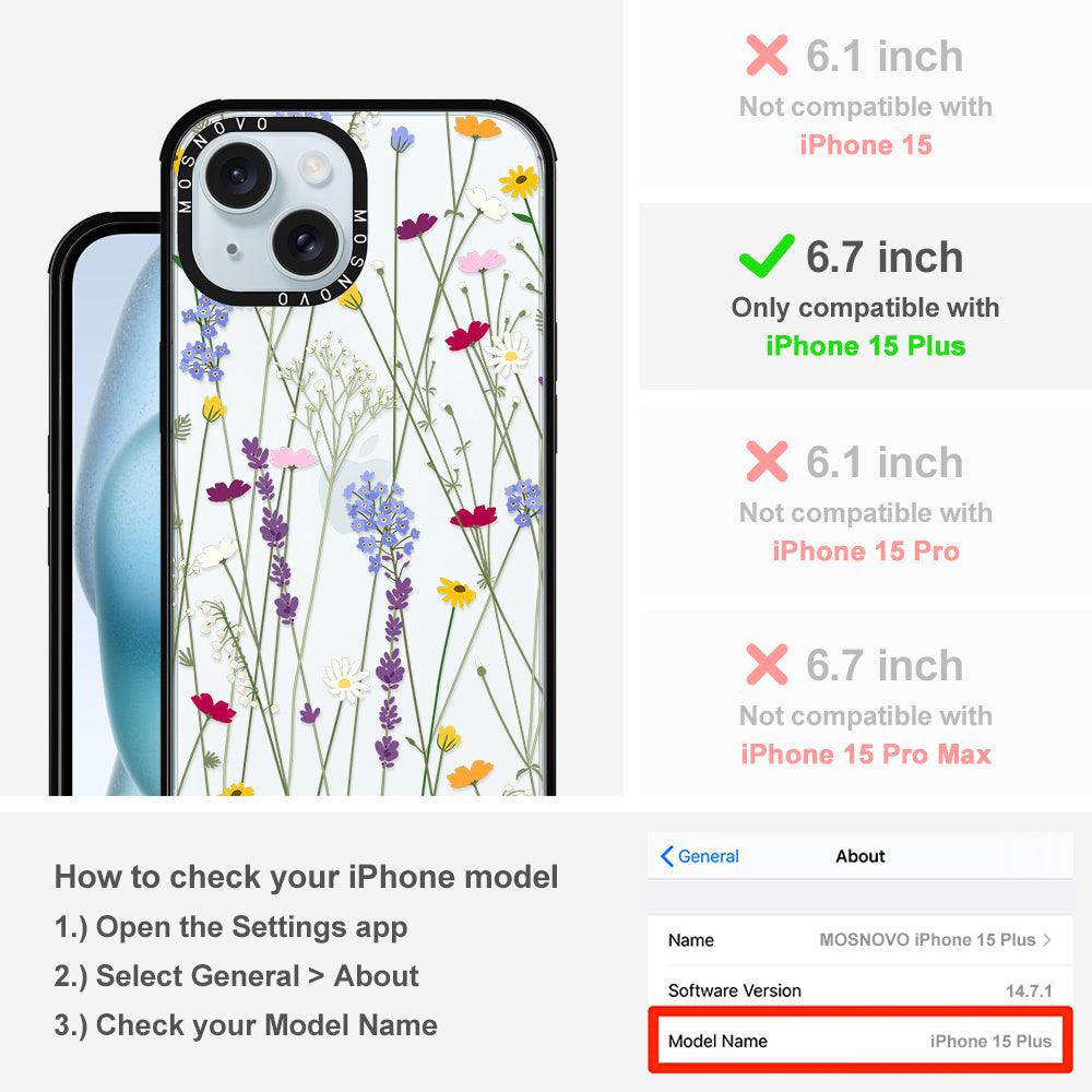 Floral Garden Lavender Daisy Flower Phone Case - iPhone 15 Plus Case - MOSNOVO