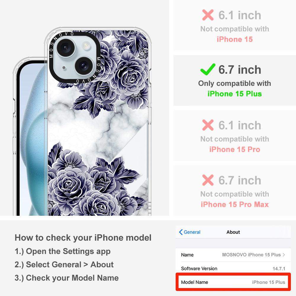 Marble with Purple Flowers Phone Case - iPhone 15 Plus Case - MOSNOVO