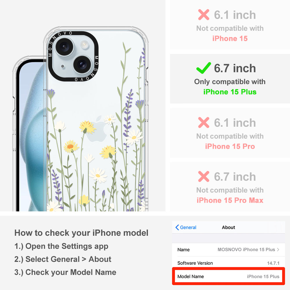 Wild Meadow Floral Phone Case - iPhone 15 Plus Case - MOSNOVO