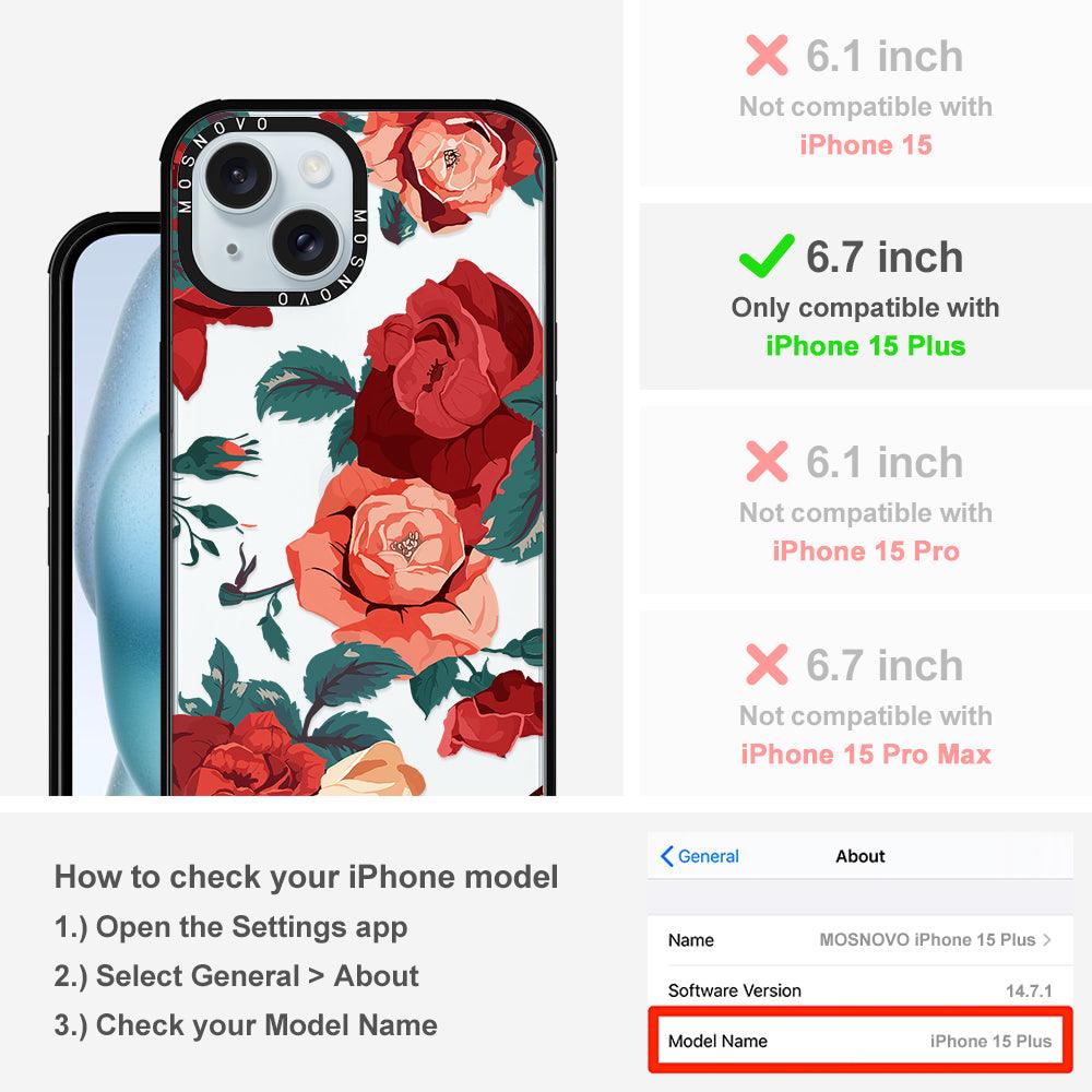 Vintage Red Rose Phone Case - iPhone 15 Plus Case - MOSNOVO