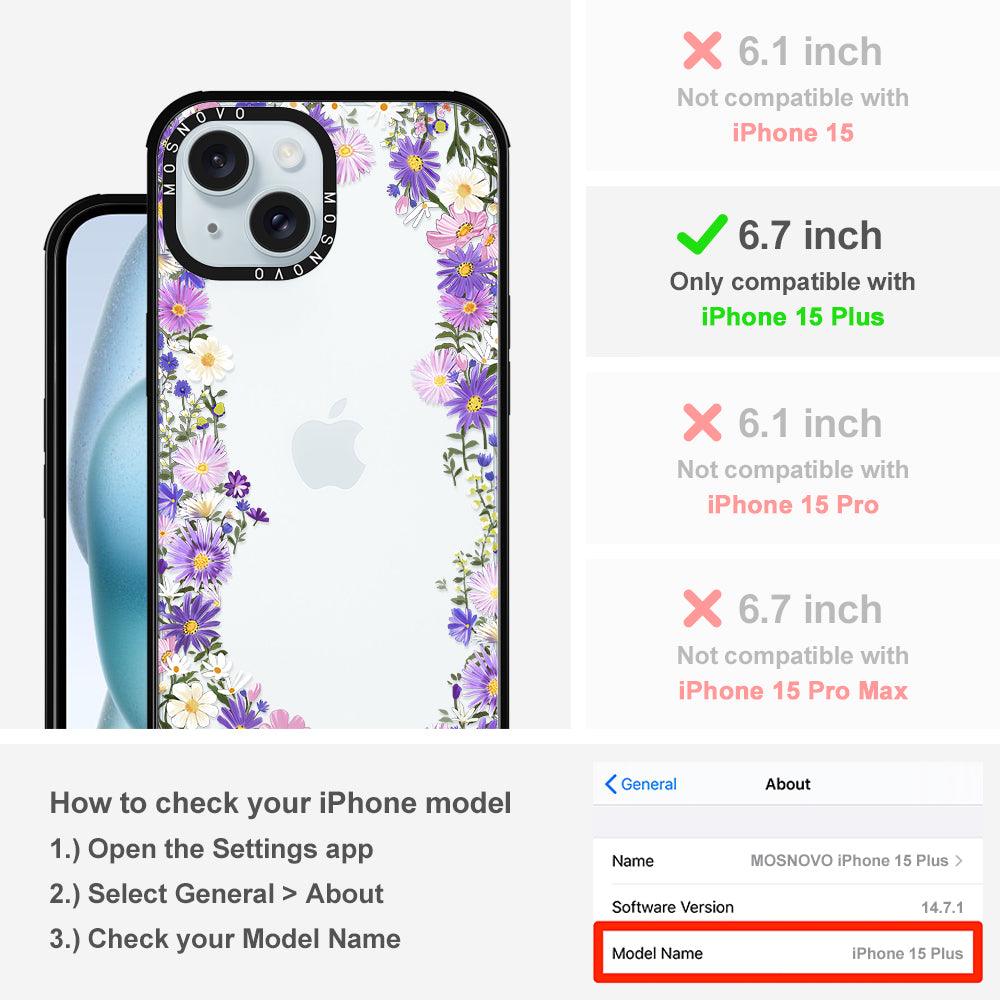Purple Daisy Garden Phone Case - iPhone 15 Plus Case - MOSNOVO
