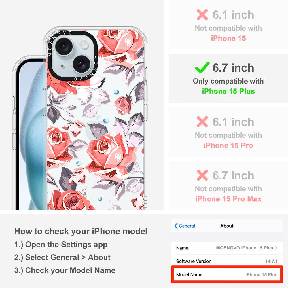 Retro Flower Roses Phone Case - iPhone 15 Plus Case - MOSNOVO