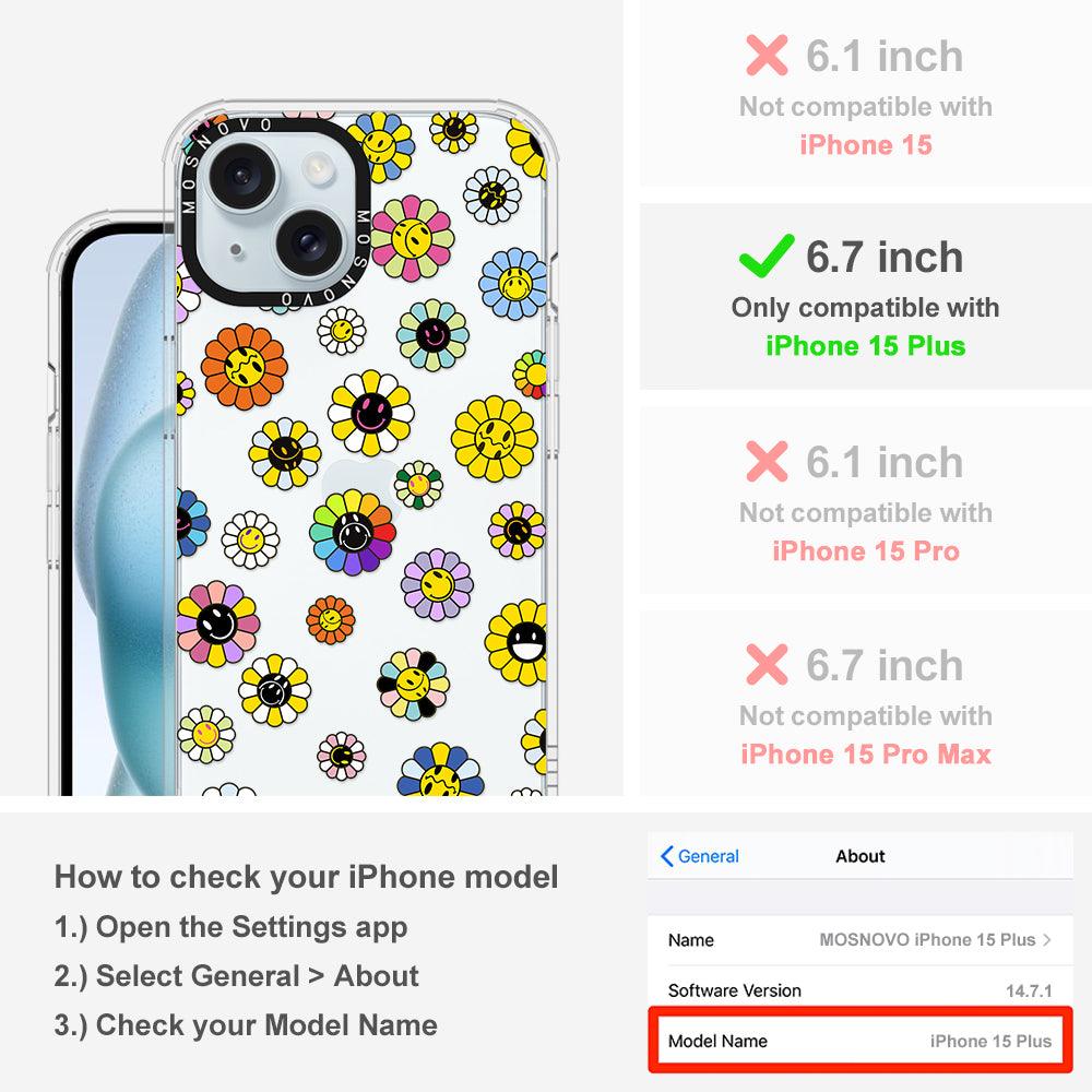 Flower Smiley Face Phone Case - iPhone 15 Plus Case - MOSNOVO