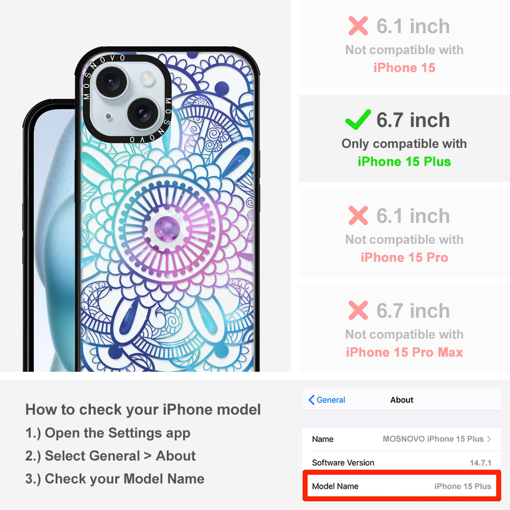 Violet Blue Mandala Phone Case - iPhone 15 Plus Case - MOSNOVO