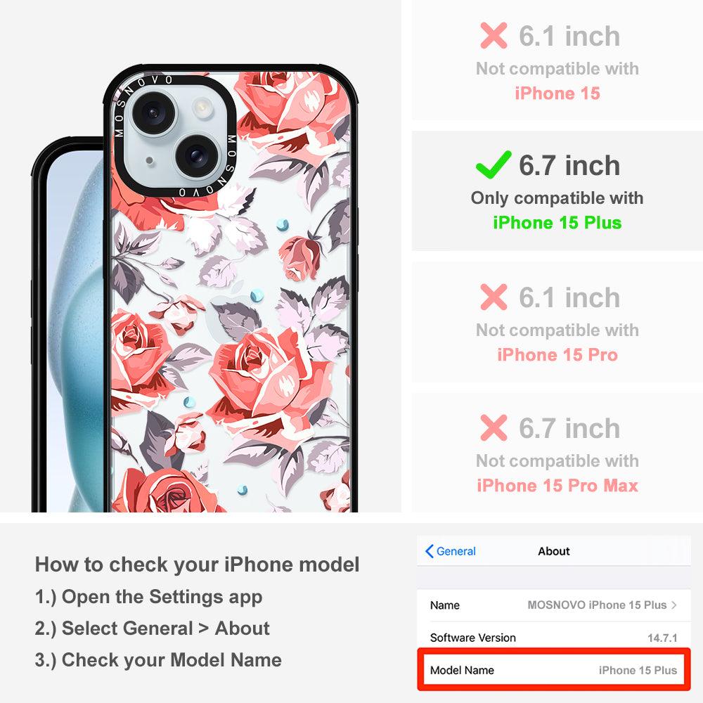 Retro Flower Roses Phone Case - iPhone 15 Plus Case - MOSNOVO