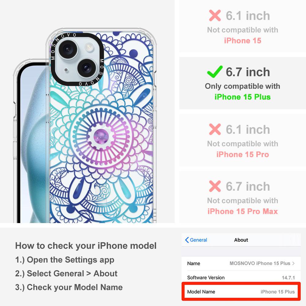Violet Blue Mandala Phone Case - iPhone 15 Plus Case - MOSNOVO