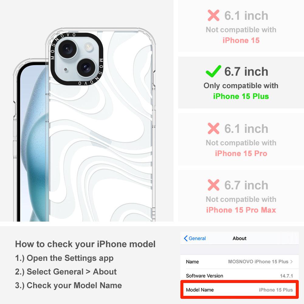 White Swirl Phone Case - iPhone 15 Plus Case - MOSNOVO