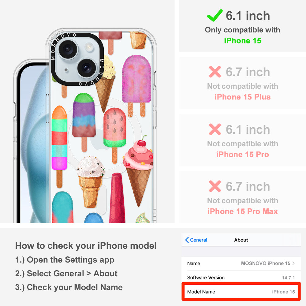 Ice Cream Phone Case - iPhone 15 Case Clear With Magsafe