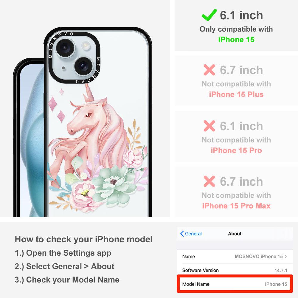 Elegant Flowers Unicorn Phone Case - iPhone 15 Case - MOSNOVO