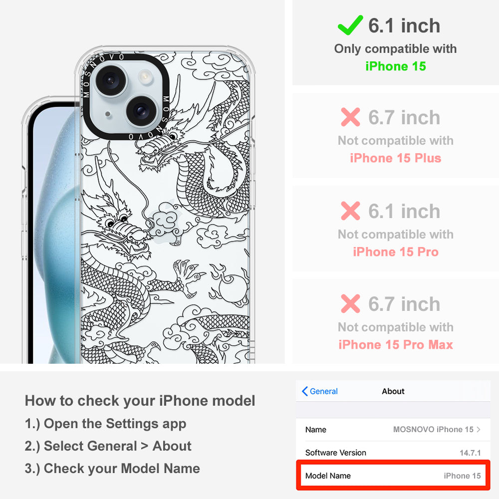 Black Dragon Phone Case - iPhone 15 Case - MOSNOVO