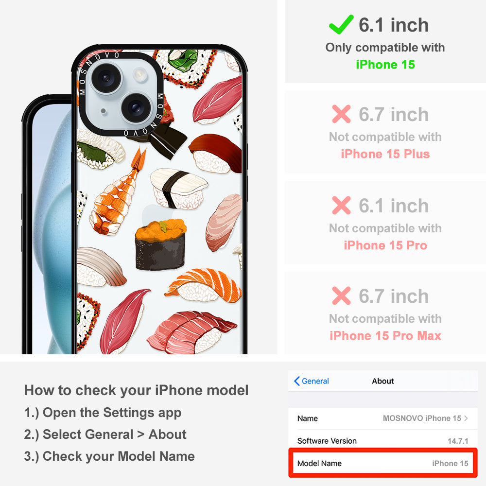Mixed Sushi Phone Case - iPhone 15 Case - MOSNOVO