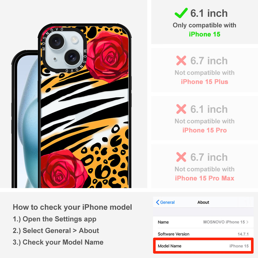 Wild Floral Leopard Phone Case - iPhone 15 Case - MOSNOVO