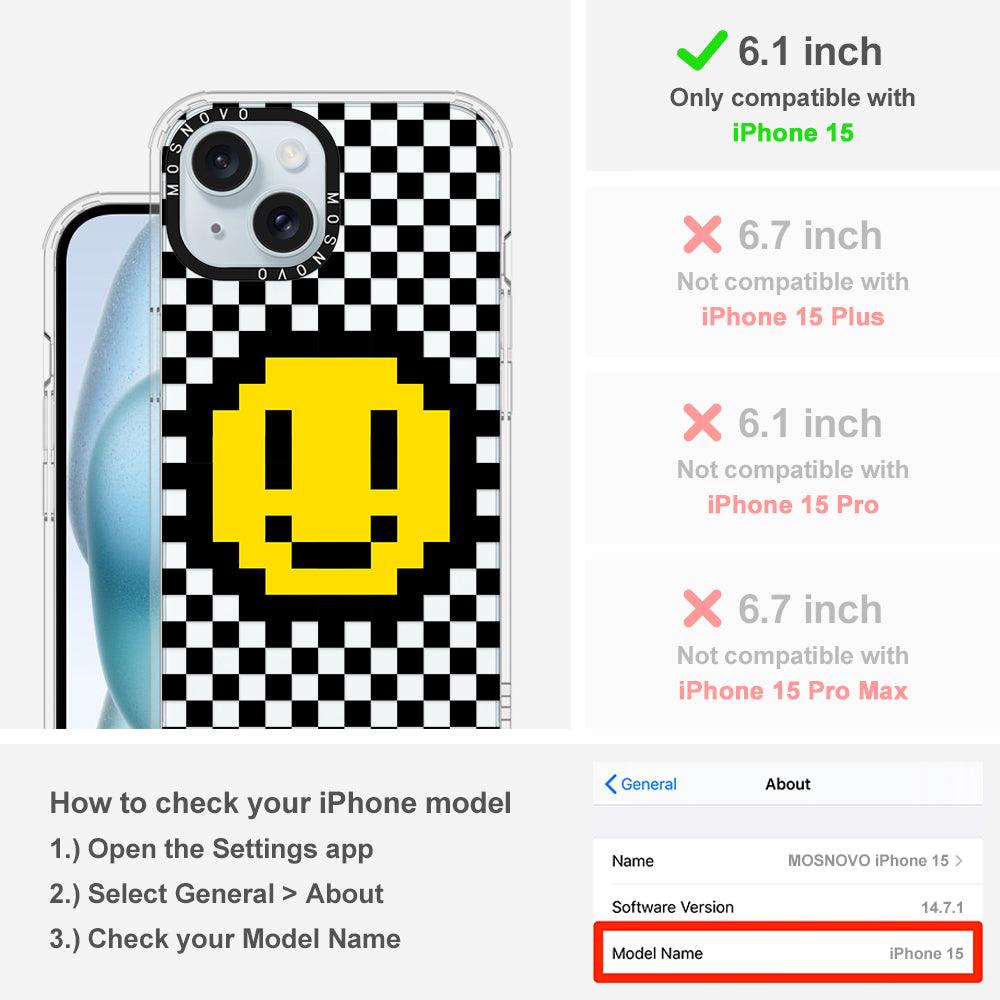 Smile Checkered Phone Case - iPhone 15 Case - MOSNOVO