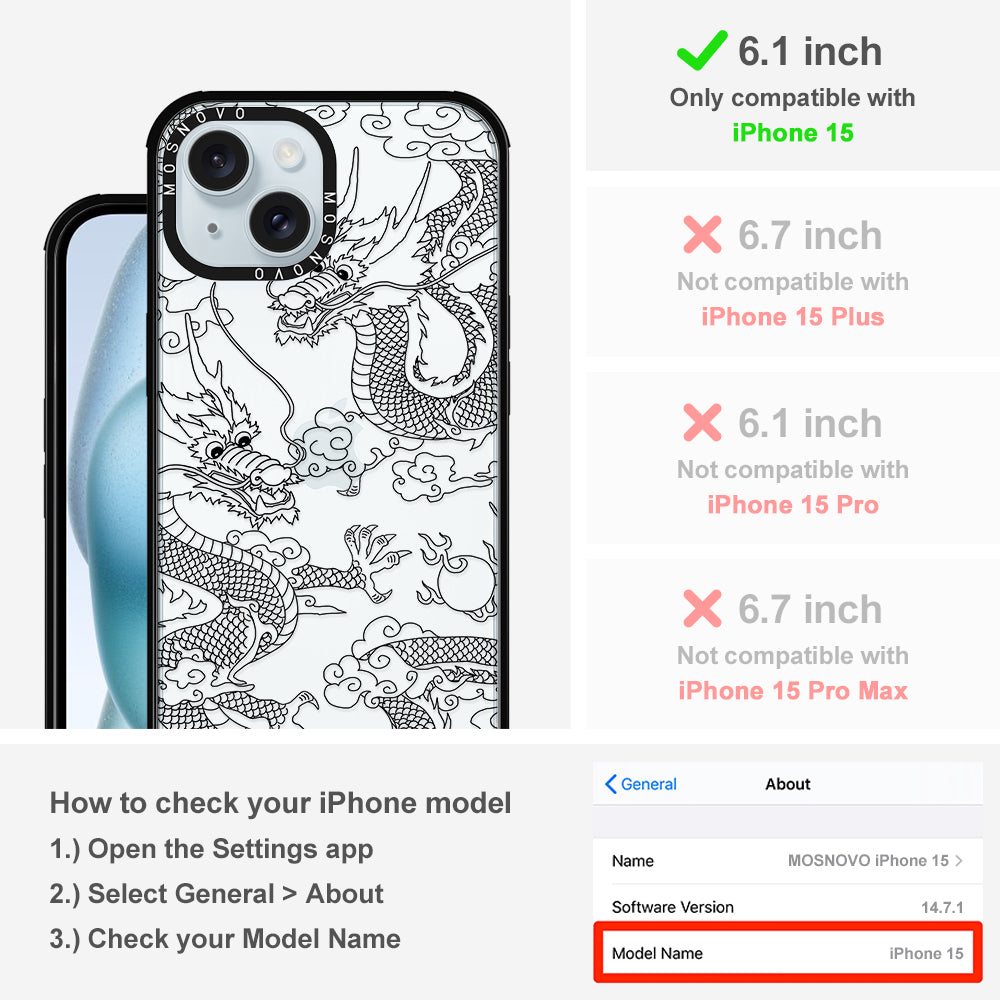 Black Dragon Phone Case - iPhone 15 Case - MOSNOVO